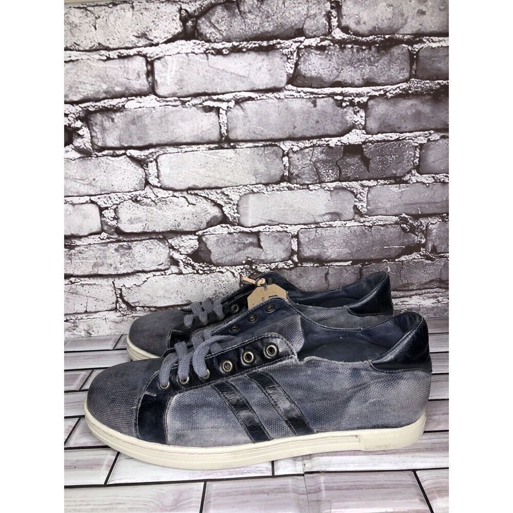 Bed Stu Workshop Blue Gray Denim Distressed Lace Casual Sneakers Men 13M US/46EU